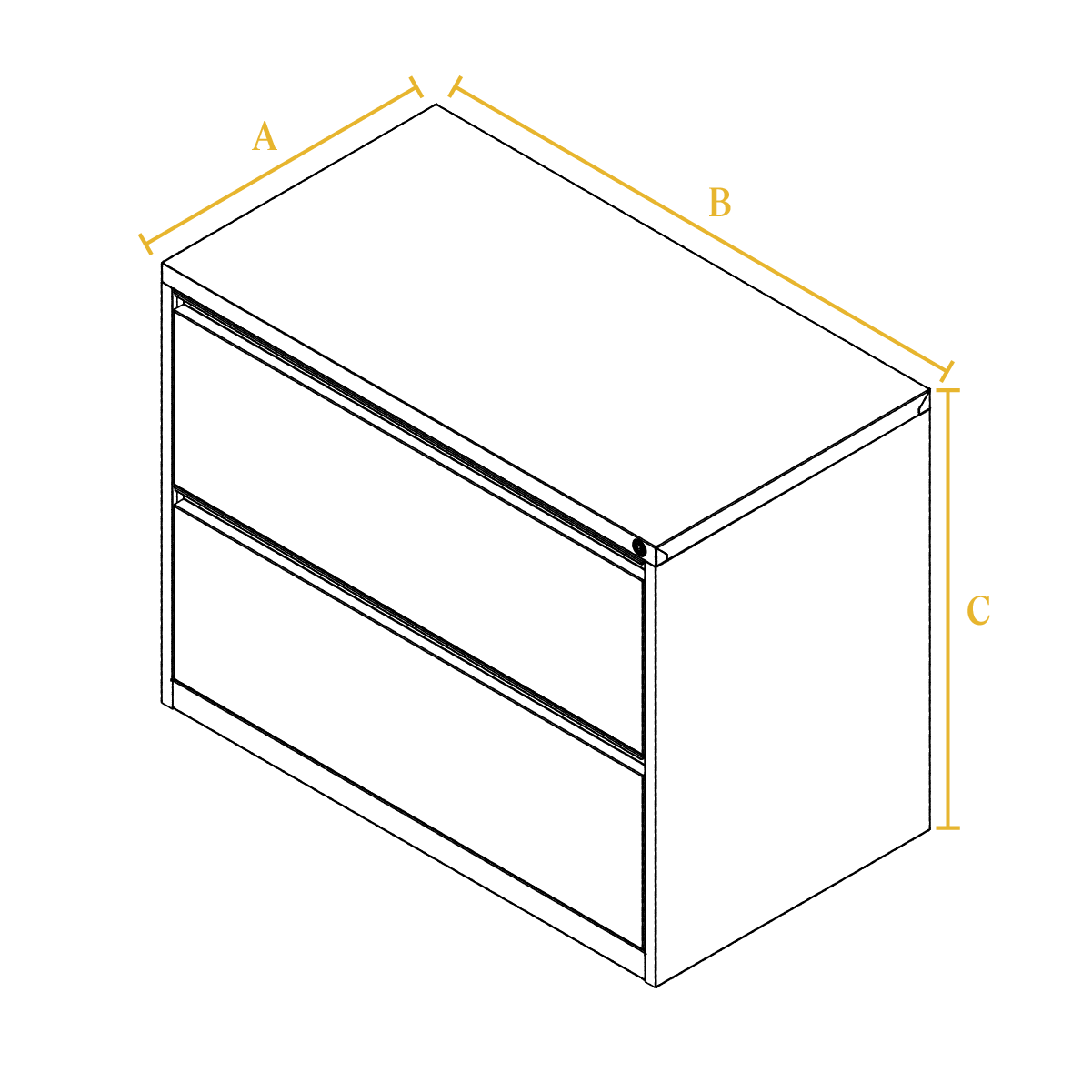 Keep 2-Drawer Lateral File Cabinet dimensions diagram