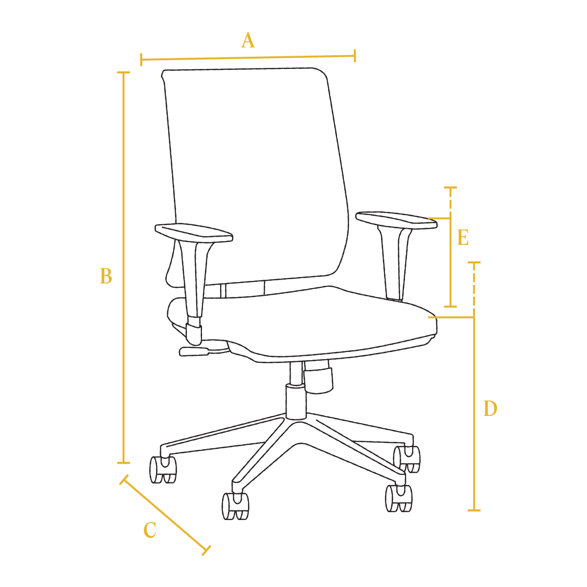 Skipper Task Chair dimensions diagram