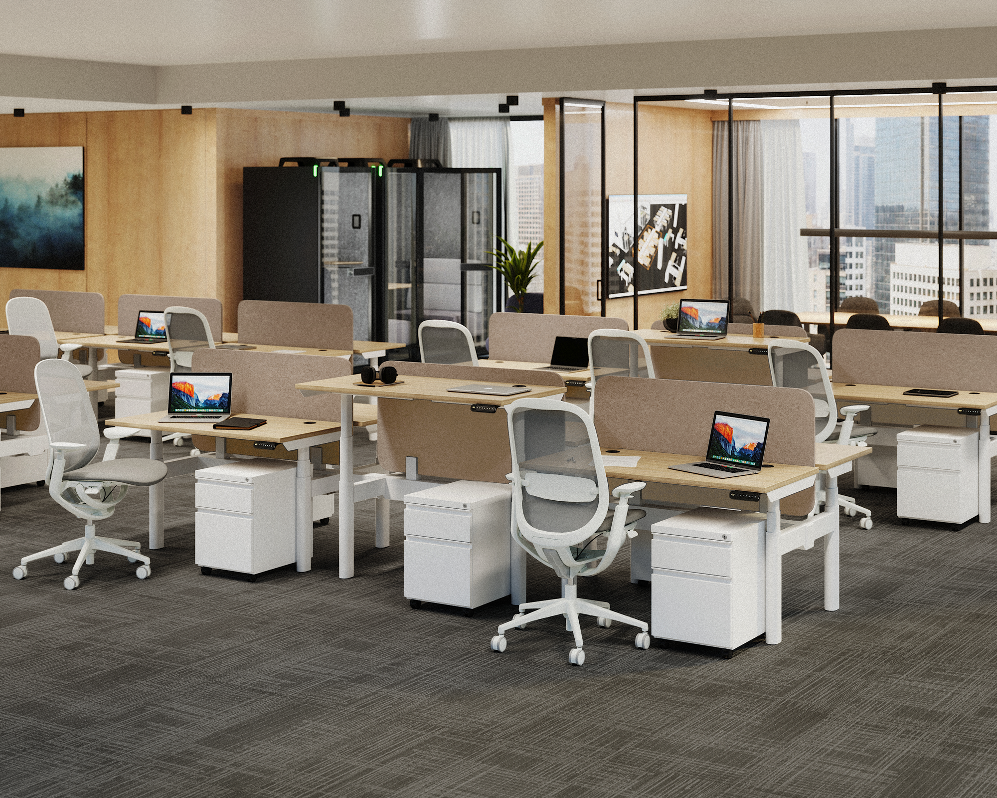 Sol Adjustable-Height Desks for 4