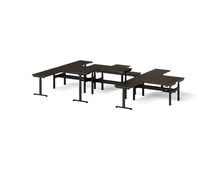 Sol L-Shaped Adjustable-Height Desks for 6
