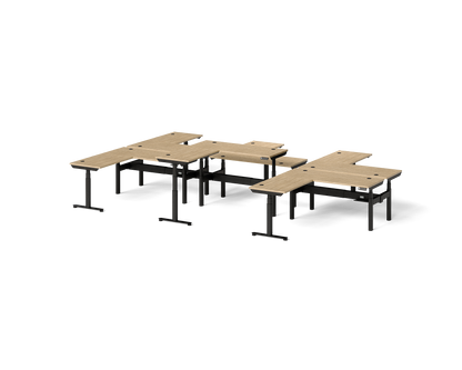 Sol L-Shaped Adjustable-Height Desks for 6