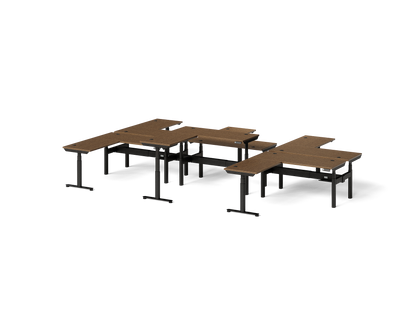 Sol L-Shaped Adjustable-Height Desks for 6