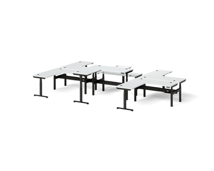 Sol L-Shaped Adjustable-Height Desks for 6