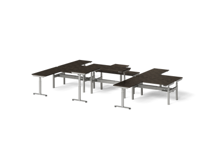 Sol L-Shaped Adjustable-Height Desks for 6