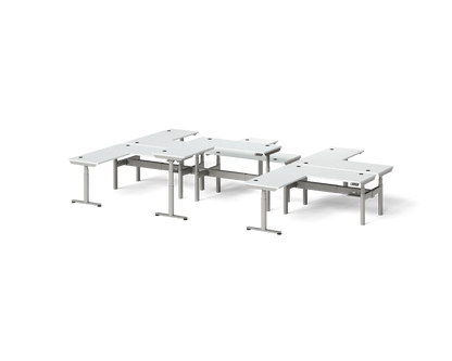 Sol L-Shaped Adjustable-Height Desks for 6