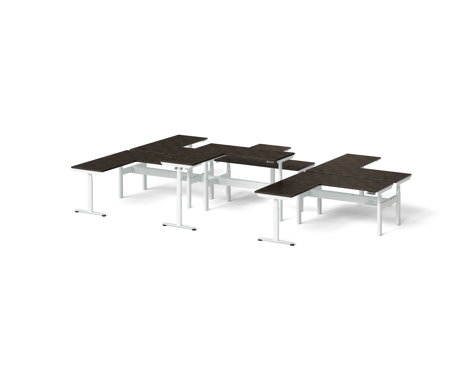Sol L-Shaped Adjustable-Height Desks for 6