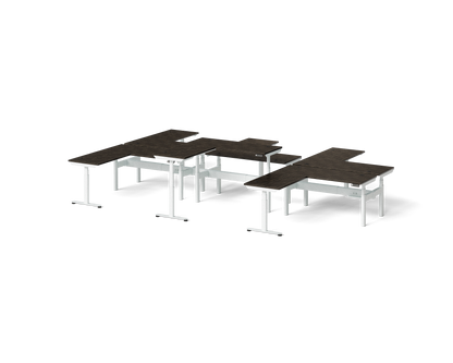 Sol L-Shaped Adjustable-Height Desks for 6
