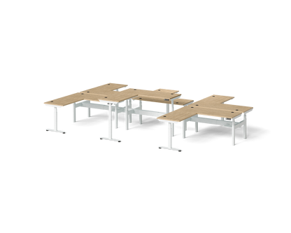 Sol L-Shaped Adjustable-Height Desks for 6