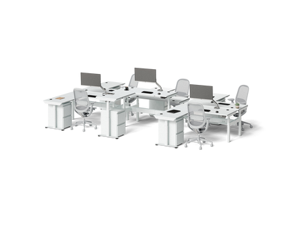 Sol L-Shaped Adjustable-Height Desks for 6