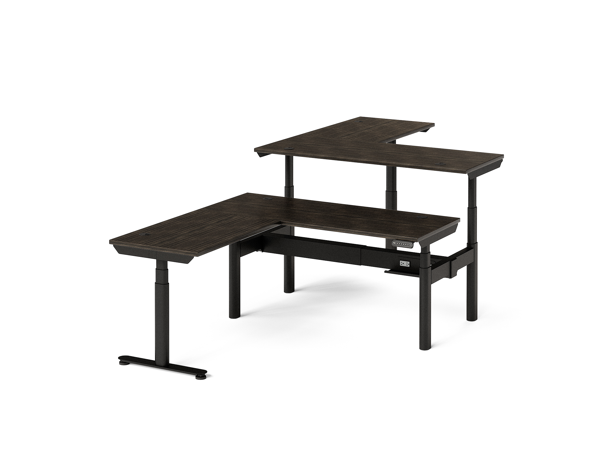 Sol L-Shaped Adjustable-Height Desks for 2