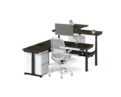Sol L-Shaped Adjustable-Height Desks for 2