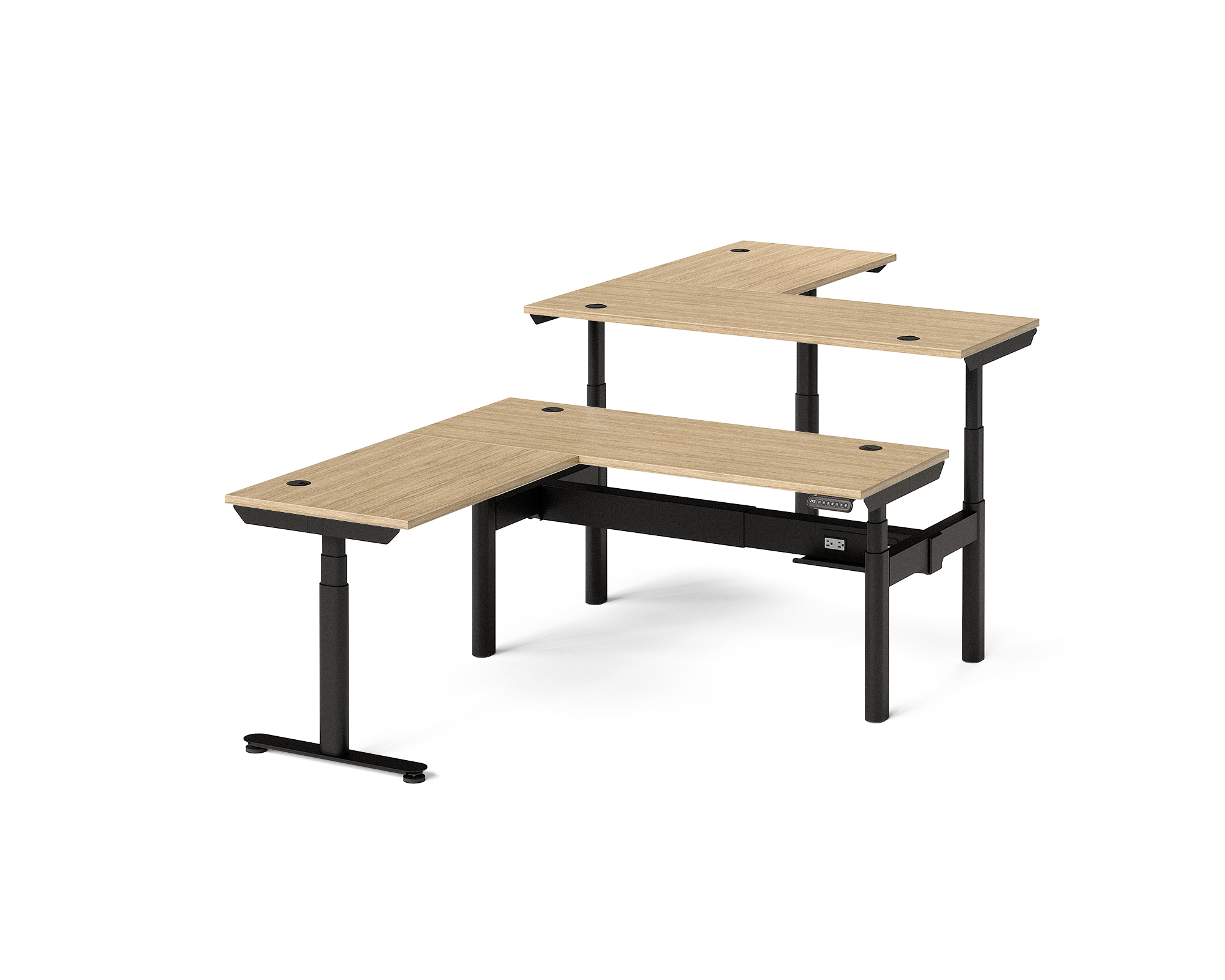 Sol L-Shaped Adjustable-Height Desks for 2
