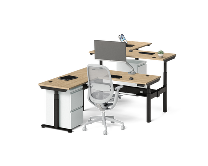 Sol L-Shaped Adjustable-Height Desks for 2