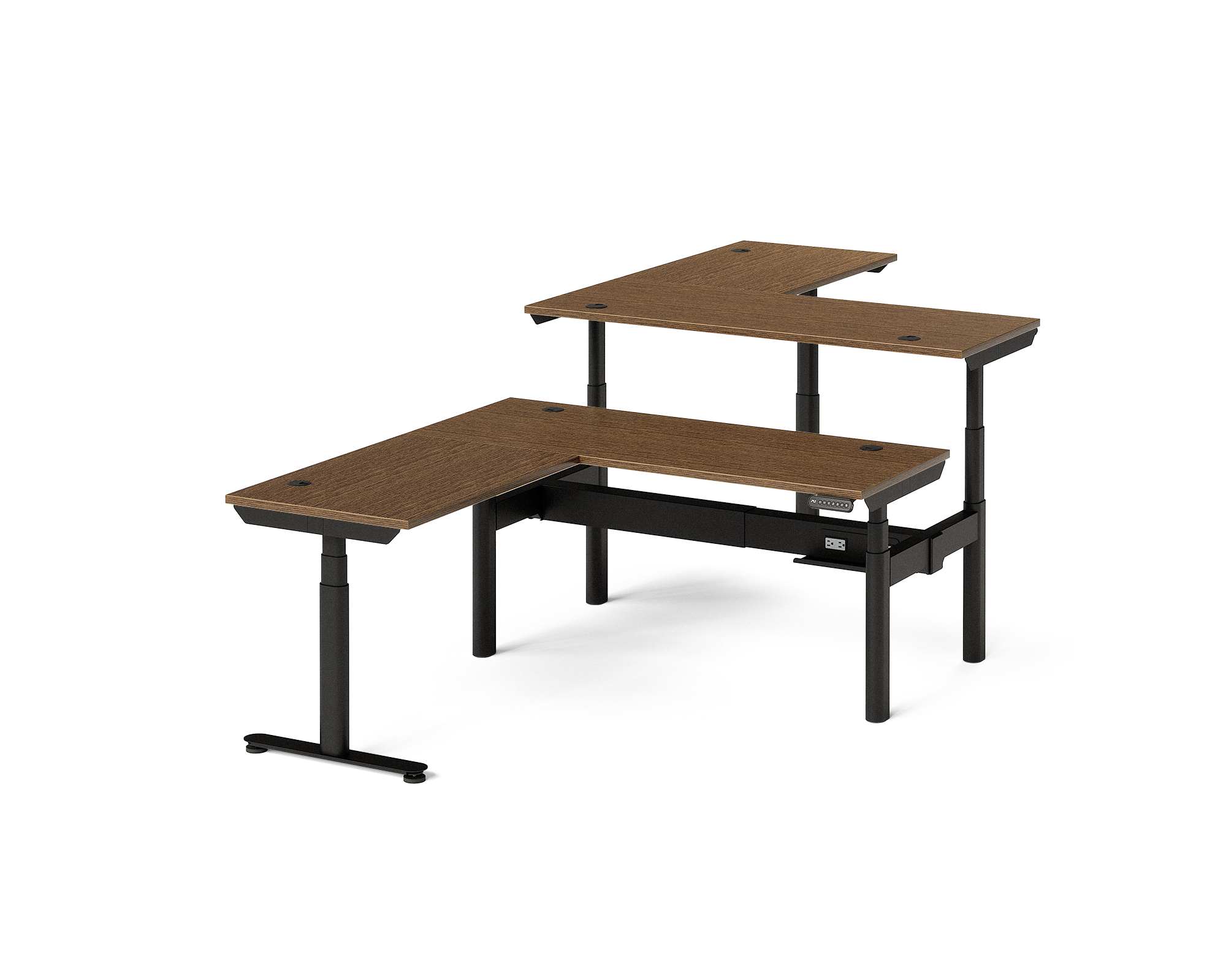 Sol L-Shaped Adjustable-Height Desks for 2