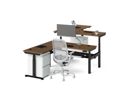 Sol L-Shaped Adjustable-Height Desks for 2