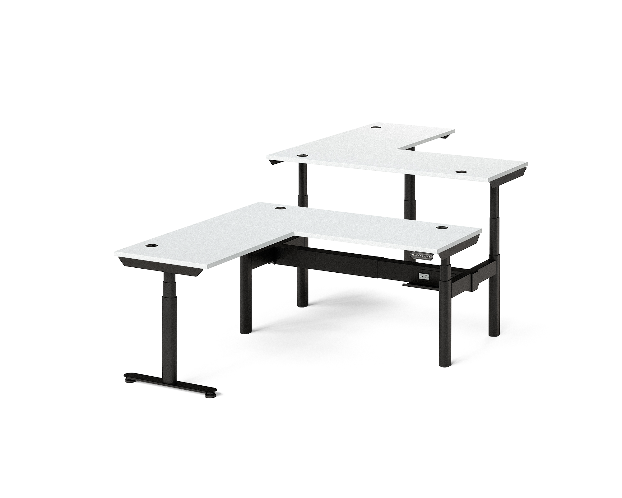 Sol L-Shaped Adjustable-Height Desks for 2