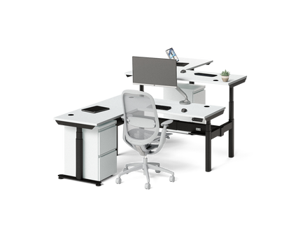Sol L-Shaped Adjustable-Height Desks for 2