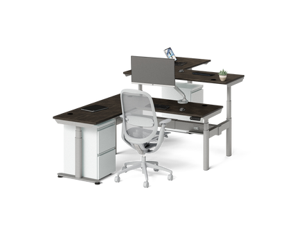 Sol L-Shaped Adjustable-Height Desks for 2