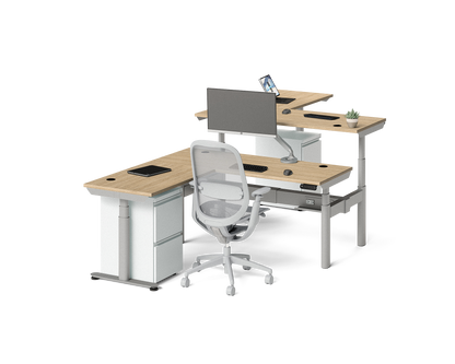 Sol L-Shaped Adjustable-Height Desks for 2