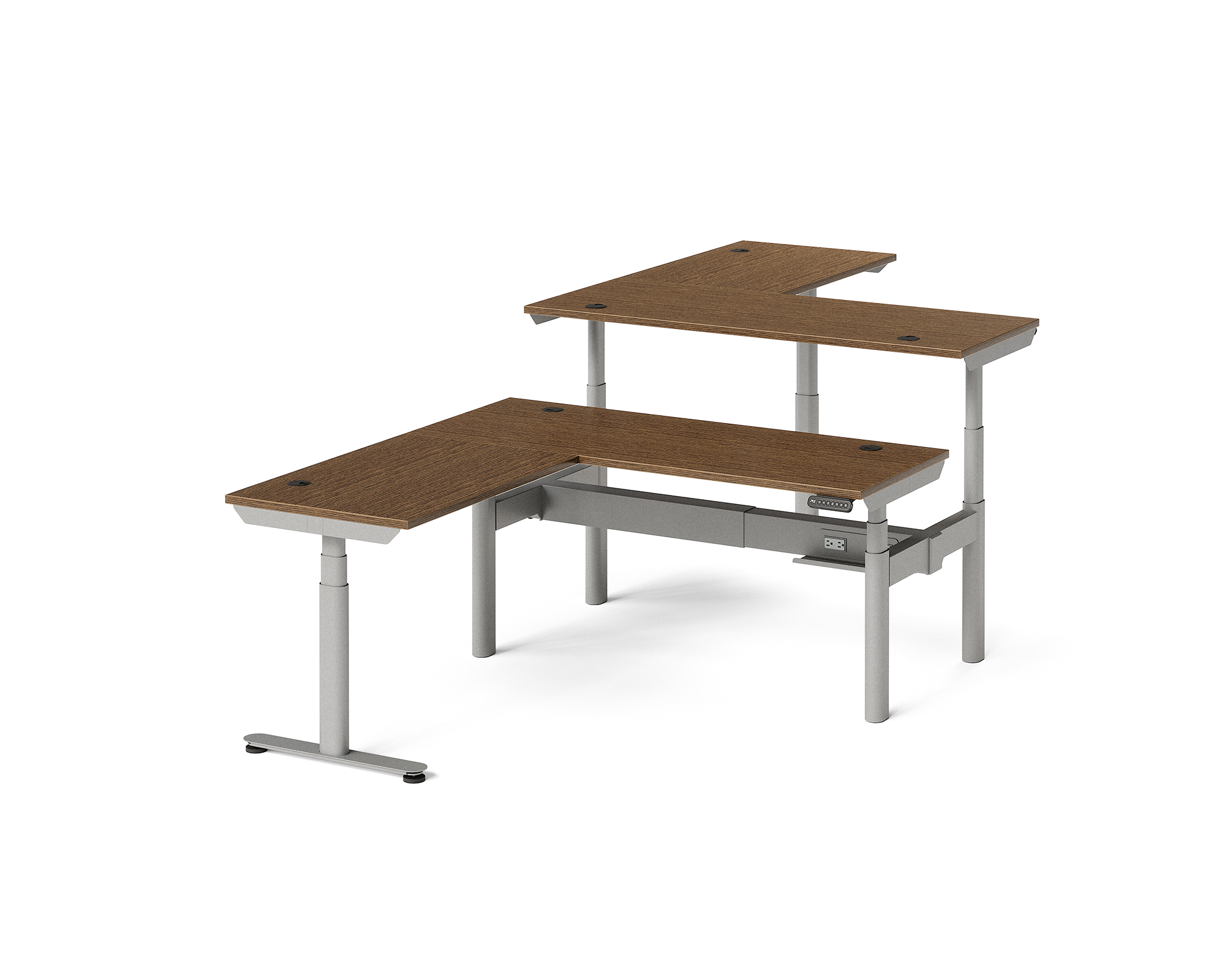 Sol L-Shaped Adjustable-Height Desks for 2