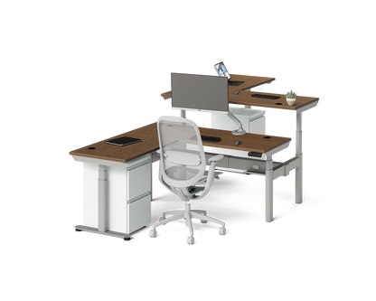Sol L-Shaped Adjustable-Height Desks for 2
