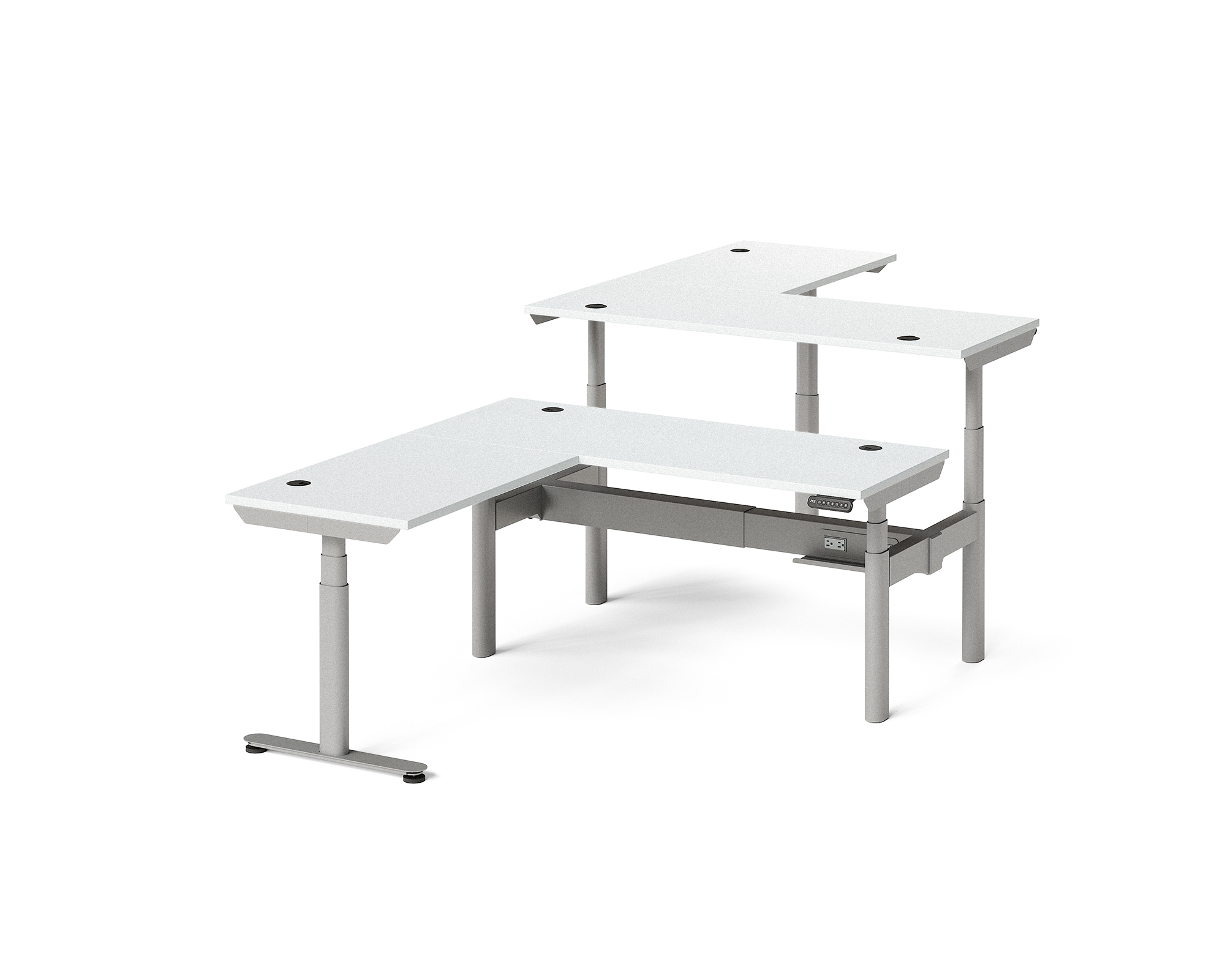 Sol L-Shaped Adjustable-Height Desks for 2