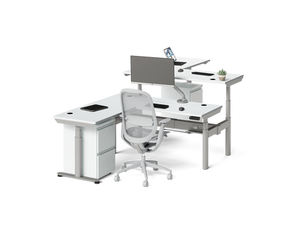 Sol L-Shaped Adjustable-Height Desks for 2