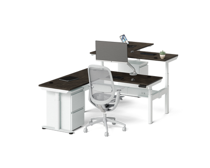 Sol L-Shaped Adjustable-Height Desks for 2