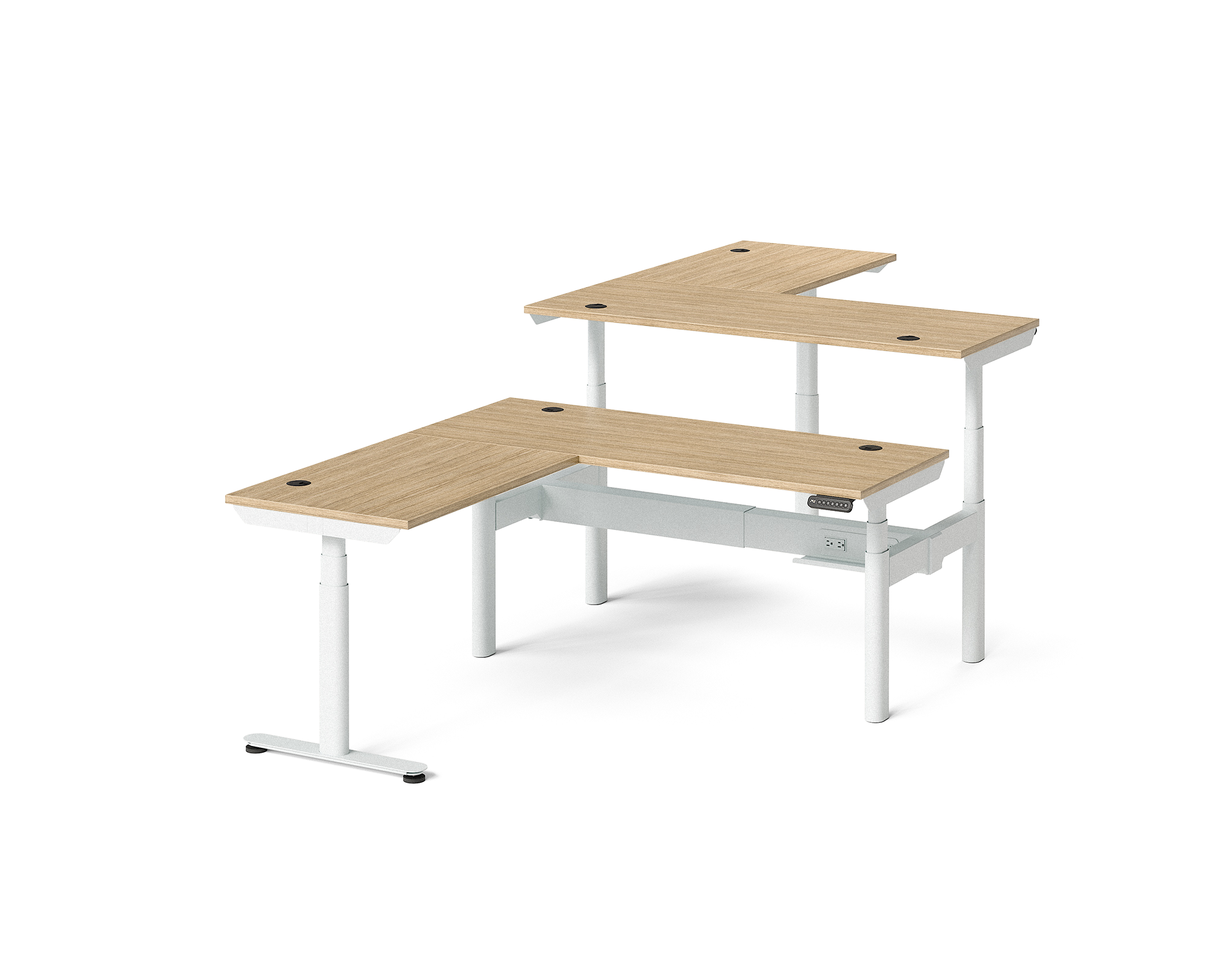 Sol L-Shaped Adjustable-Height Desks for 2