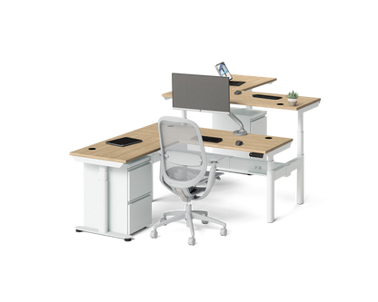 Sol L-Shaped Adjustable-Height Desks for 2
