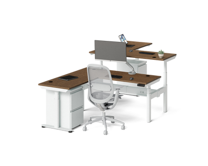 Sol L-Shaped Adjustable-Height Desks for 2