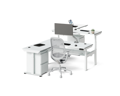 Sol L-Shaped Adjustable-Height Desks for 2