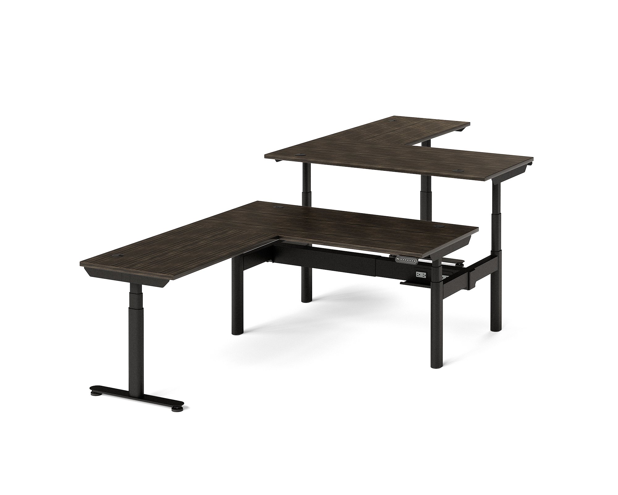 Sol L-Shaped Adjustable-Height Desks for 2