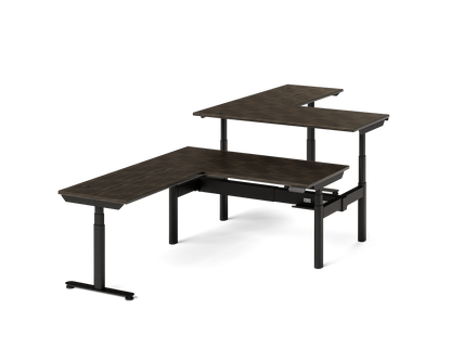 Sol L-Shaped Adjustable-Height Desks for 2