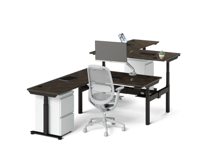 Sol L-Shaped Adjustable-Height Desks for 2