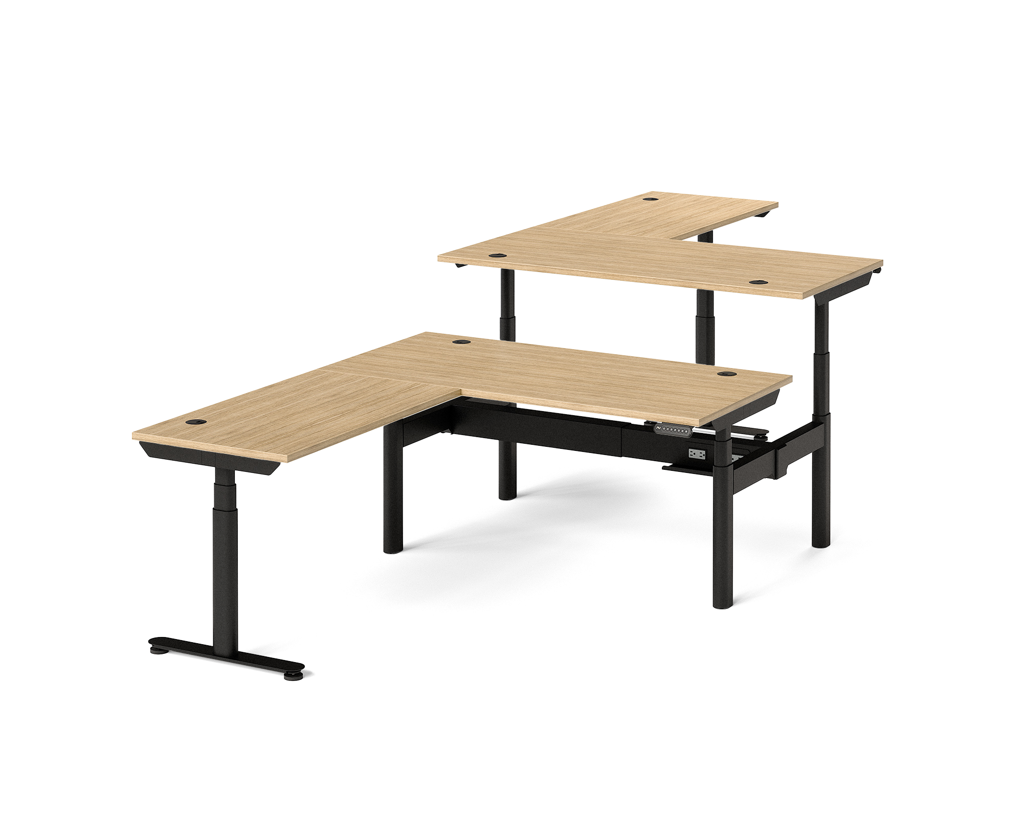 Sol L-Shaped Adjustable-Height Desks for 2