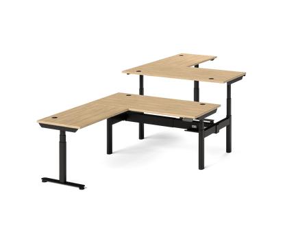 Sol L-Shaped Adjustable-Height Desks for 2