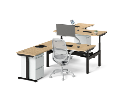 Sol L-Shaped Adjustable-Height Desks for 2