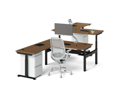 Sol L-Shaped Adjustable-Height Desks for 2