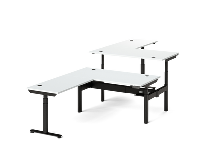 Sol L-Shaped Adjustable-Height Desks for 2