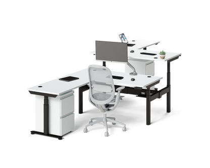 Sol L-Shaped Adjustable-Height Desks for 2