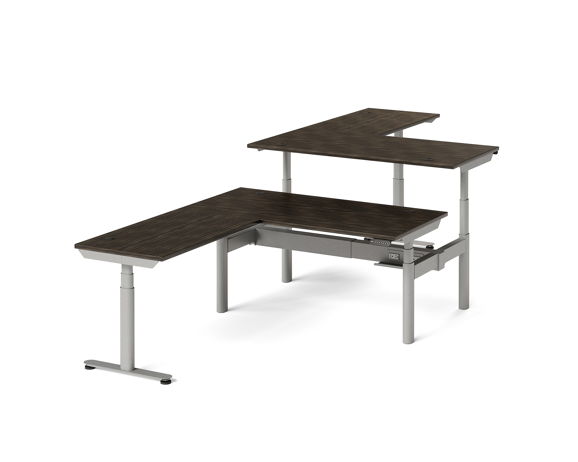 Sol L-Shaped Adjustable-Height Desks for 2