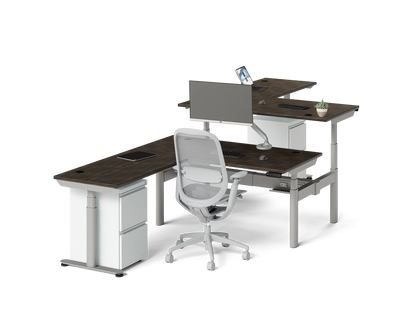 Sol L-Shaped Adjustable-Height Desks for 2