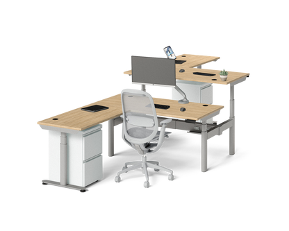 Sol L-Shaped Adjustable-Height Desks for 2