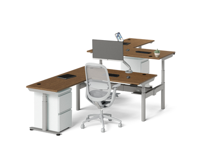 Sol L-Shaped Adjustable-Height Desks for 2