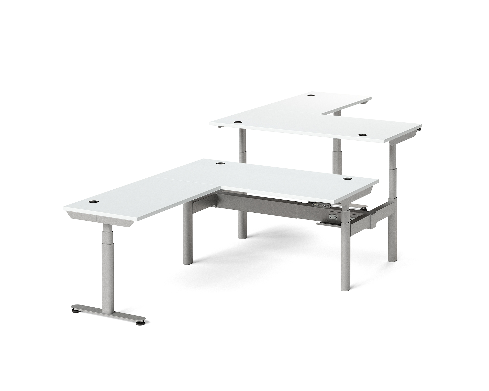 Sol L-Shaped Adjustable-Height Desks for 2