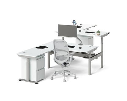 Sol L-Shaped Adjustable-Height Desks for 2