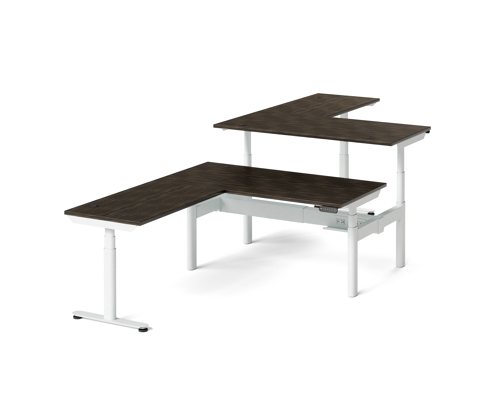 Sol L-Shaped Adjustable-Height Desks for 2