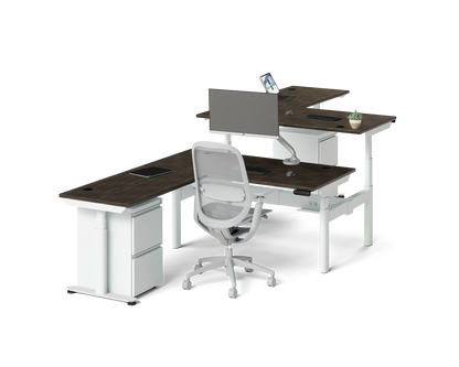 Sol L-Shaped Adjustable-Height Desks for 2