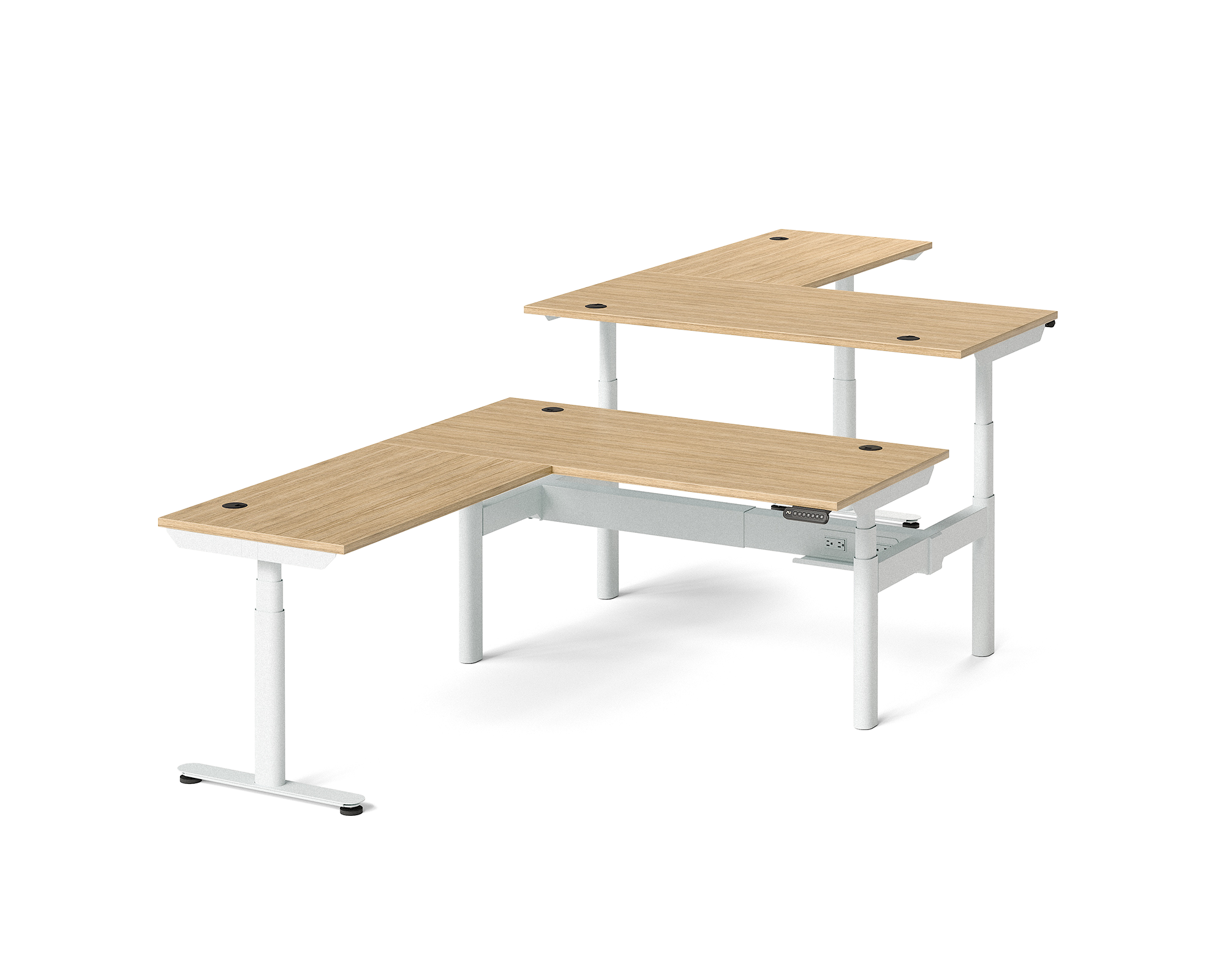 Sol L-Shaped Adjustable-Height Desks for 2